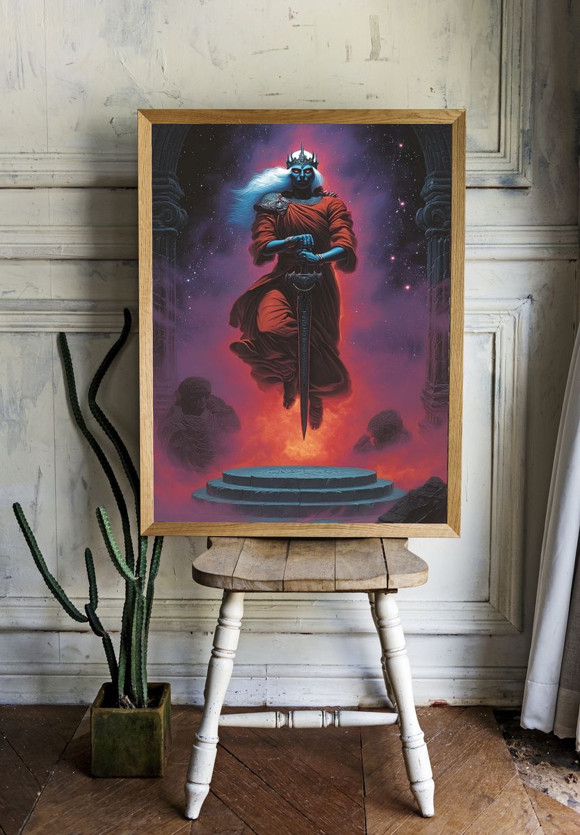 Celestial Sword Queen Fantasy Print. room preview