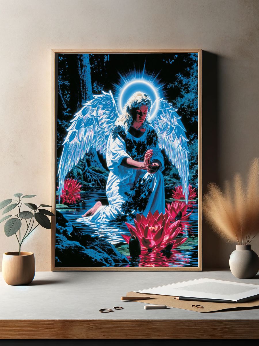 Celestial Angel in Lotus Pond Poster. — room view 2