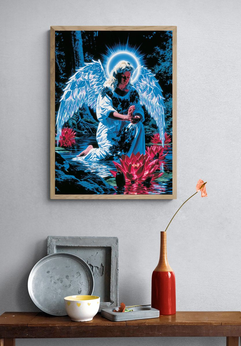 Celestial Angel in Lotus Pond Poster. — room view 3