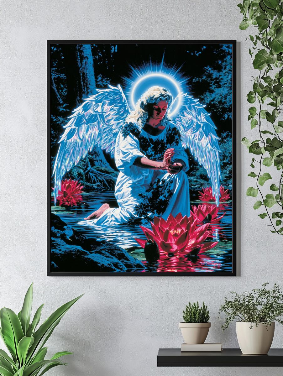 Celestial Angel in Lotus Pond Poster. — room view 4