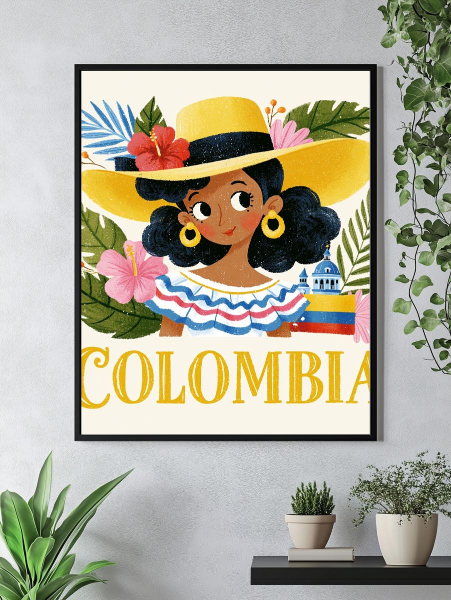 Colombia Folk Illustration Poster. — room view 4