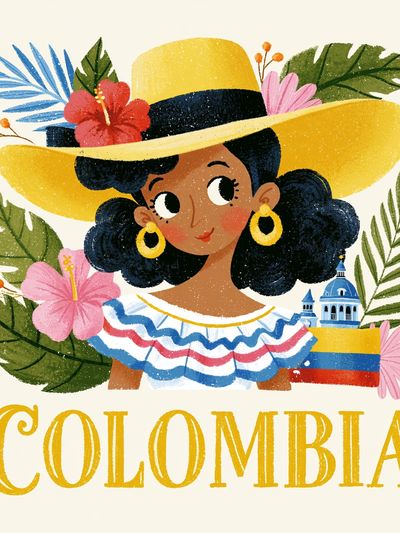 Colombia Folk Illustration Poster.