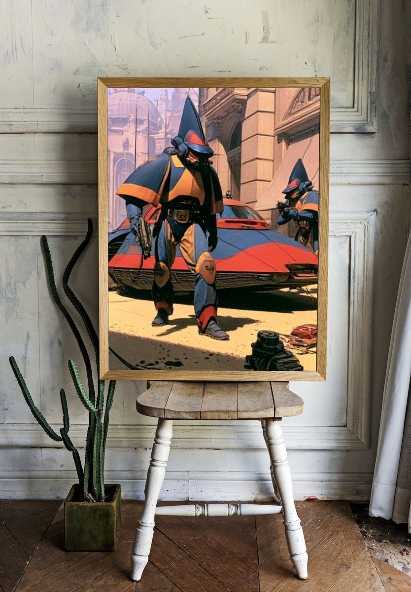 Sci-Fi City Patrol Illustration Poster. — room view 1