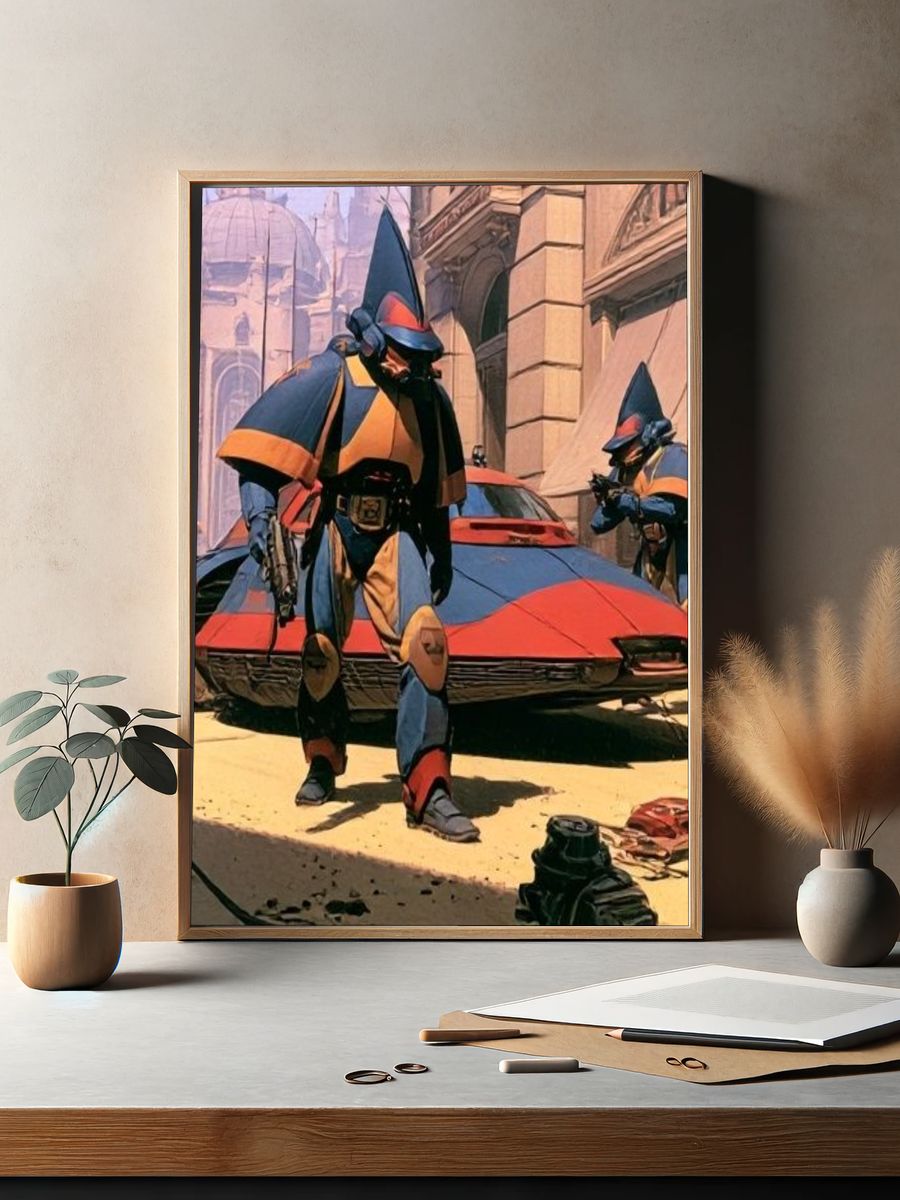 Sci-Fi City Patrol Illustration Poster. — room view 2