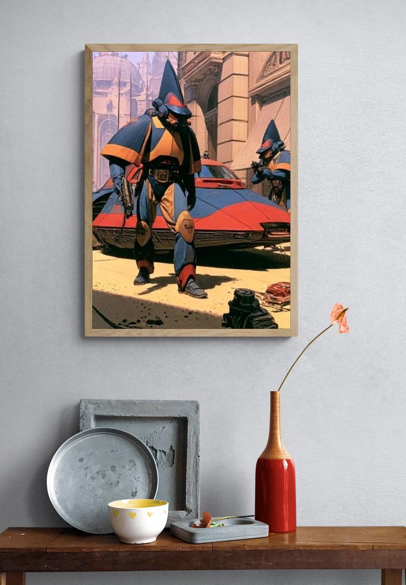 Sci-Fi City Patrol Illustration Poster. — room view 3
