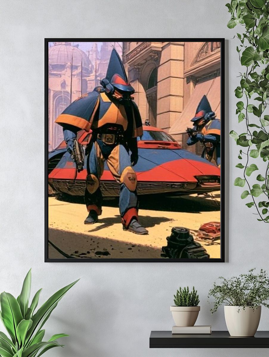 Sci-Fi City Patrol Illustration Poster. — room view 4