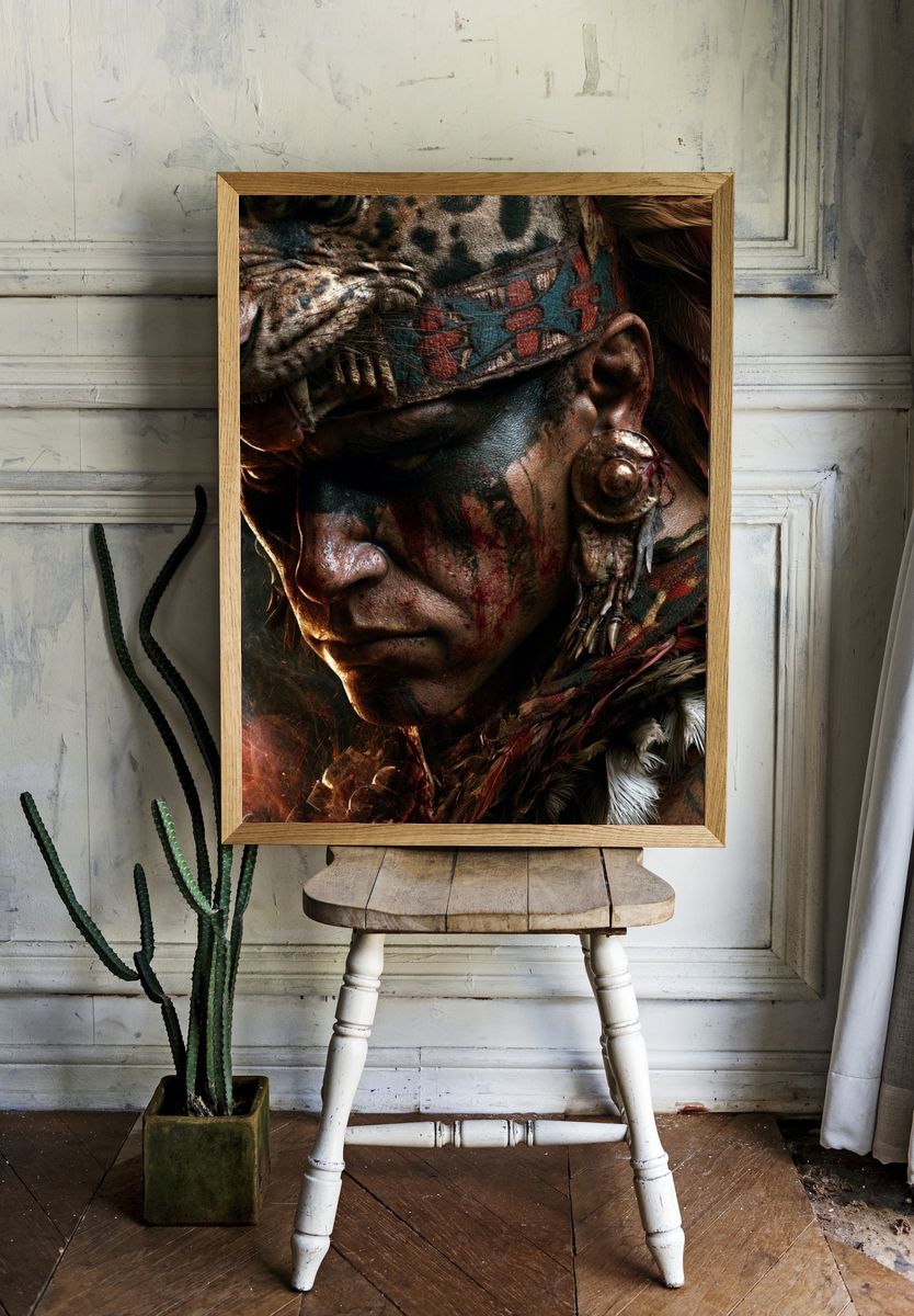 Warrior Shaman Portrait Poster. room preview