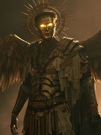 Golden Winged Guardian Fantasy Print.