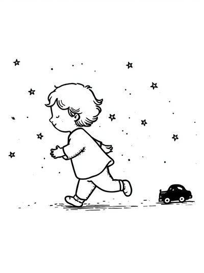 Running Child Line-Art Print. poster