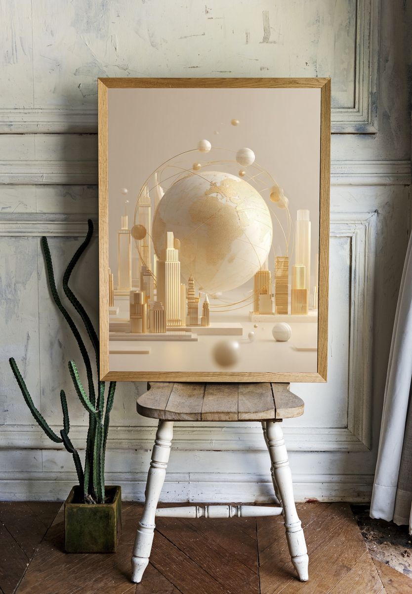 Golden Earth Orbit Poster. room preview