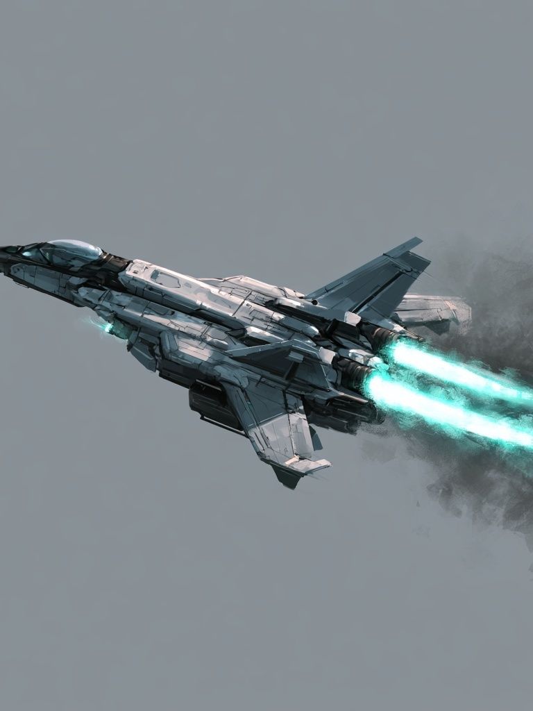 Futuristic Fighter Jet Illustration Poster. poster detail