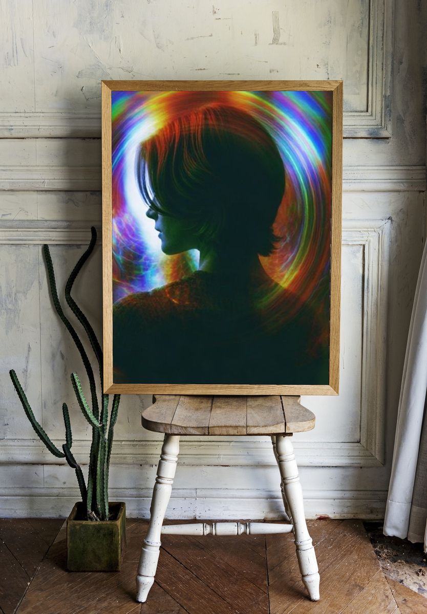 Neon Silhouette Portrait Print. — room view 1
