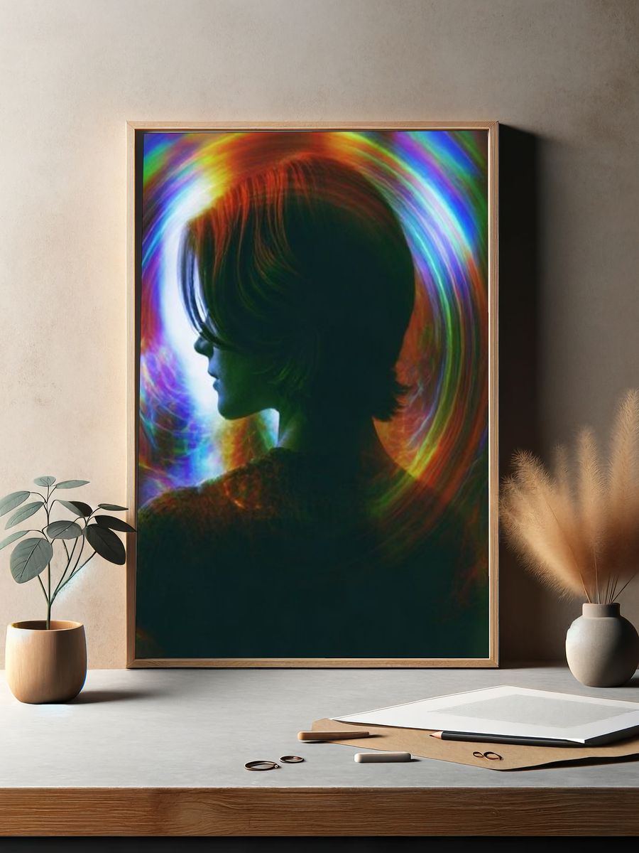Neon Silhouette Portrait Print. — room view 2