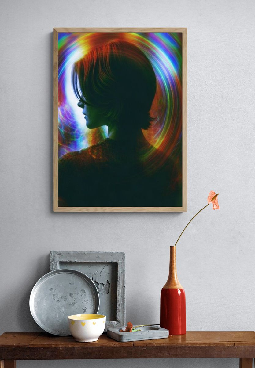 Neon Silhouette Portrait Print. — room view 3