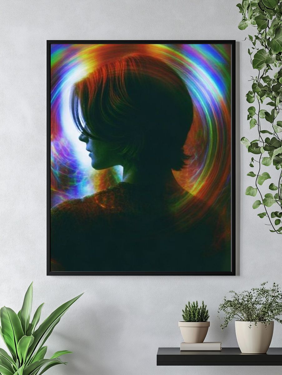 Neon Silhouette Portrait Print. — room view 4