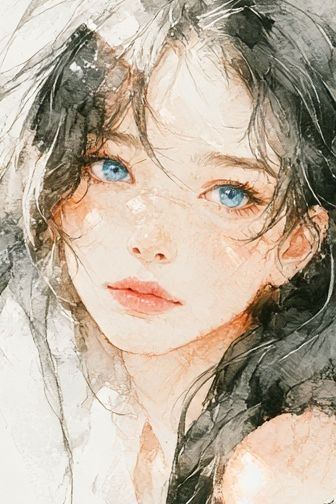 Blue-Eyed Portrait Watercolor Poster. poster — illustration art