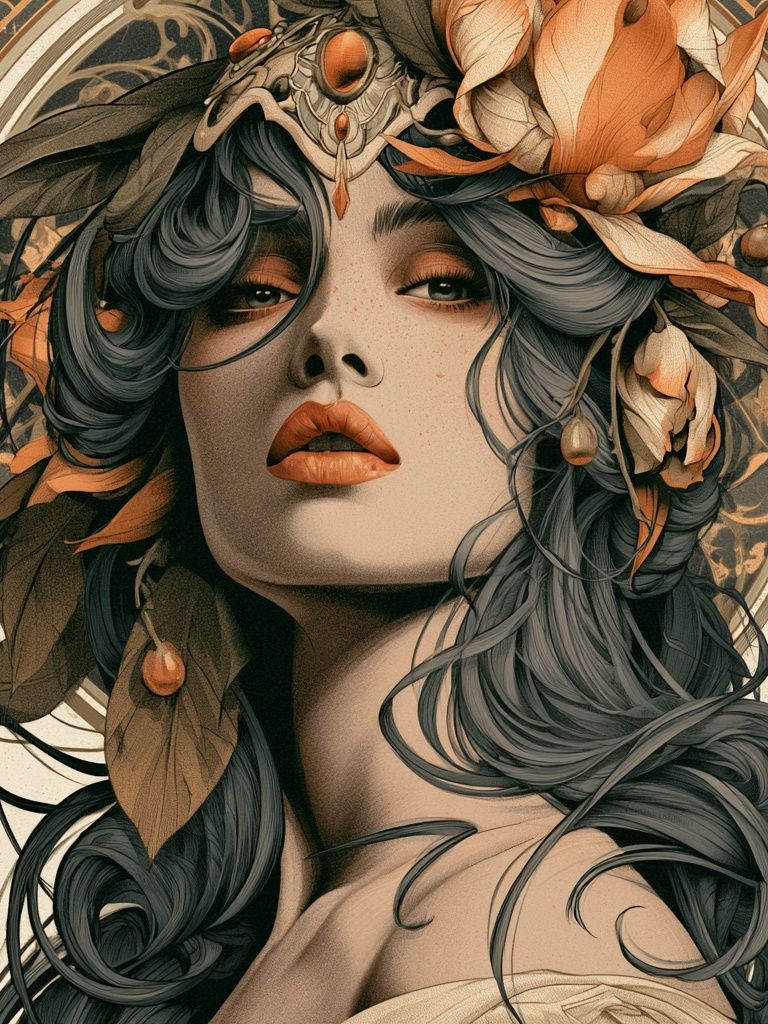 Art Nouveau Woman Portrait Poster. poster detail