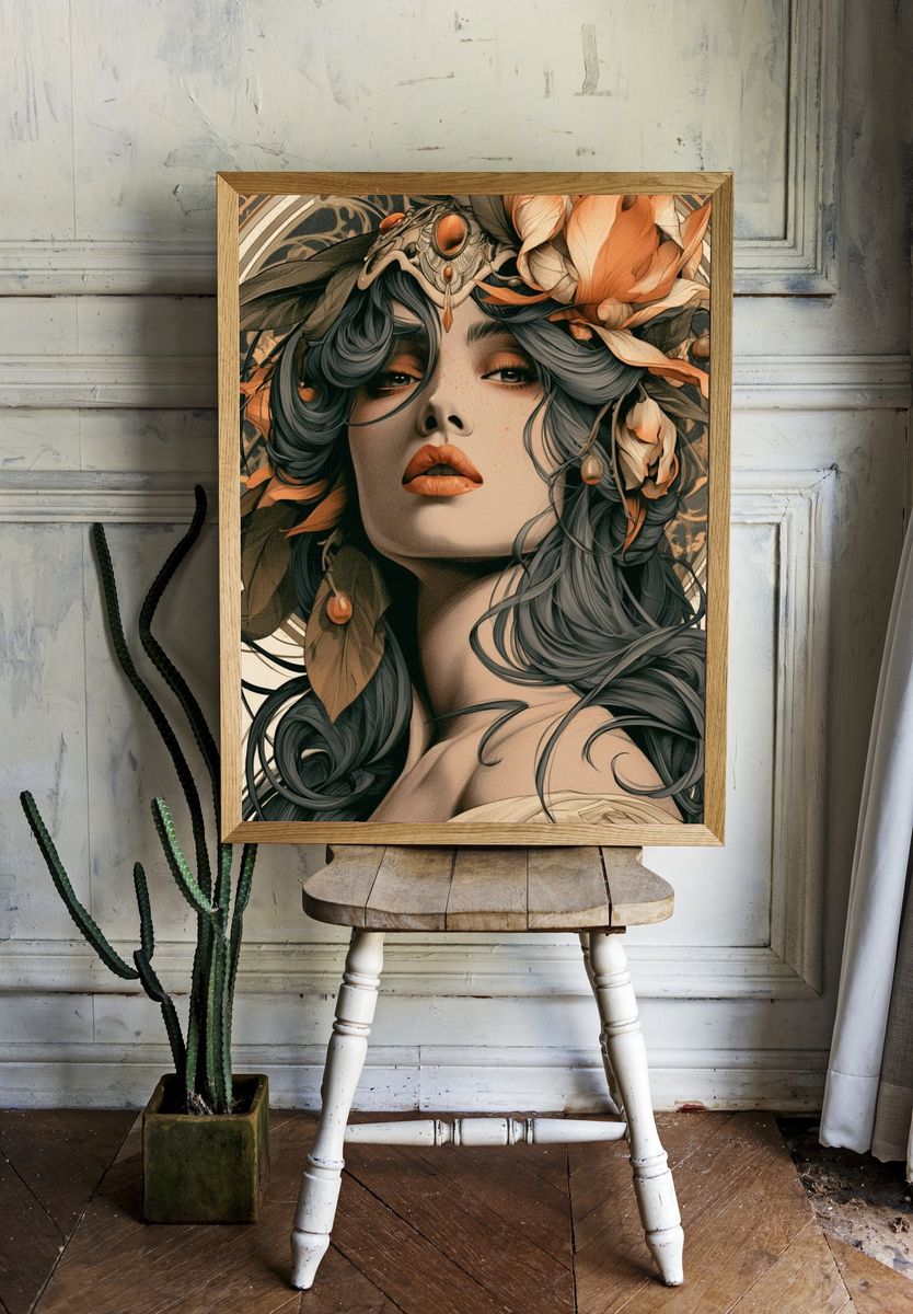 Art Nouveau Woman Portrait Poster. room preview