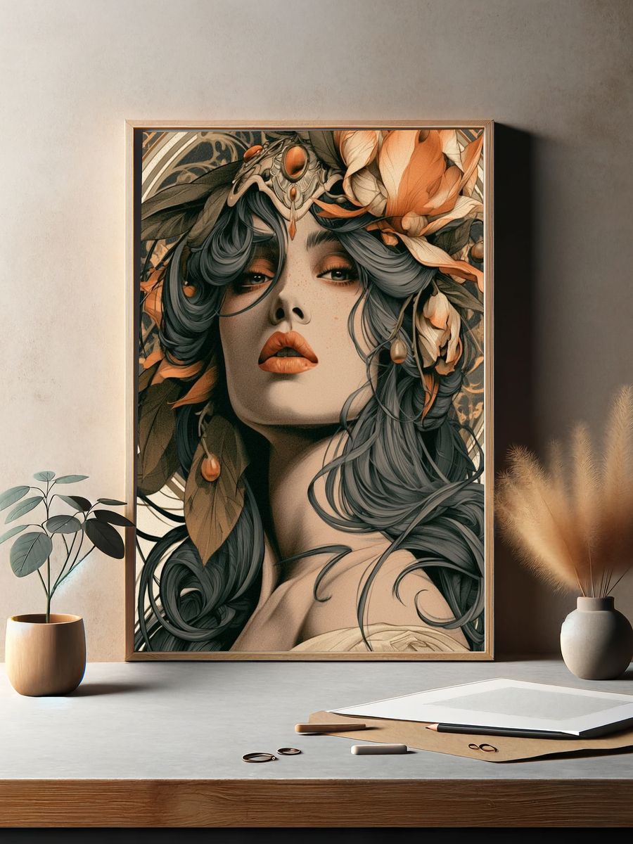 Art Nouveau Woman Portrait Poster. — room view 2