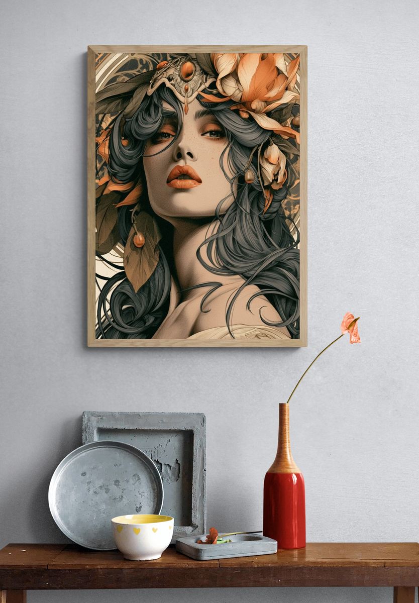 Art Nouveau Woman Portrait Poster. — room view 3