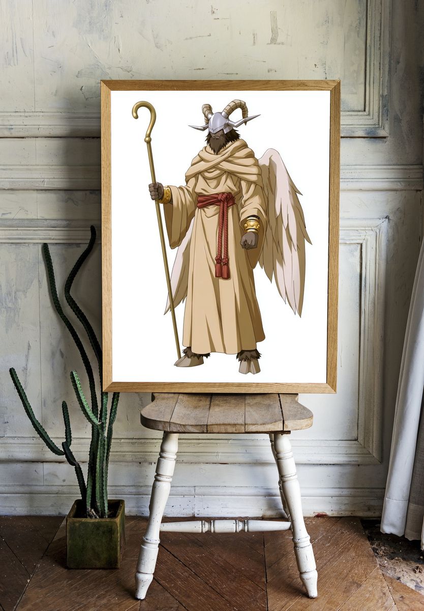 Horned Angel Warrior Illustration Poster. — room view 1