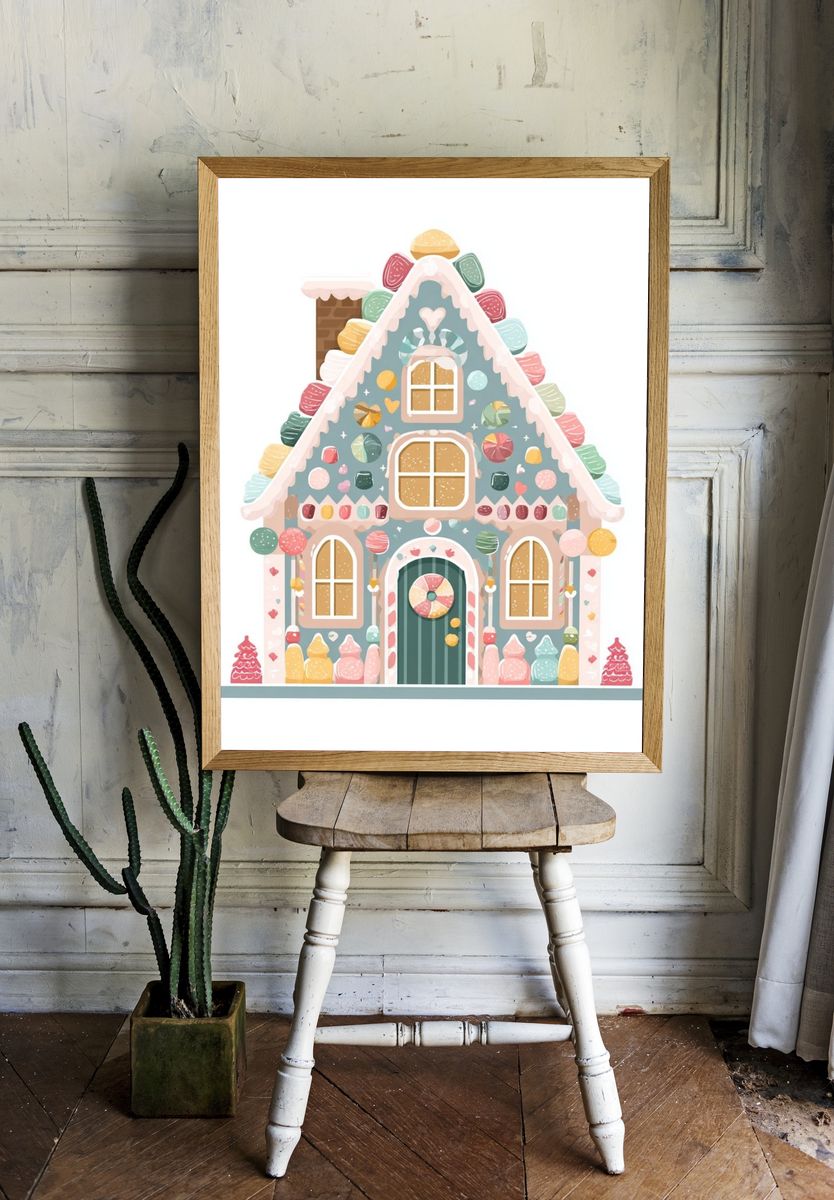 Candy House Illustration Poster. room preview