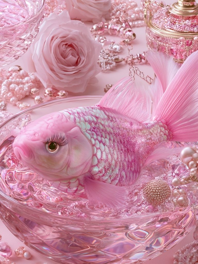 Pink Goldfish Fantasy Illustration Poster. poster — illustration art