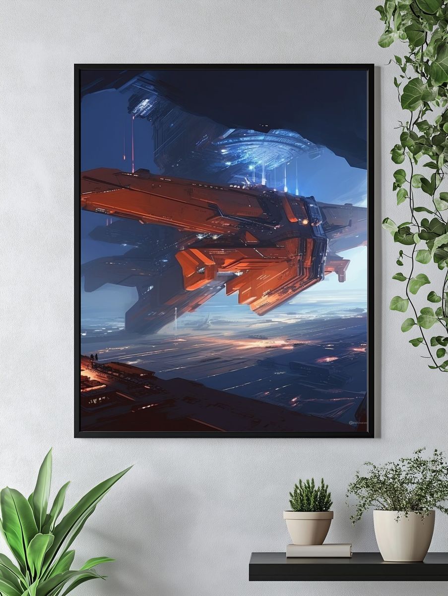 Futuristic Space Station Illustration Poster. — room view 4