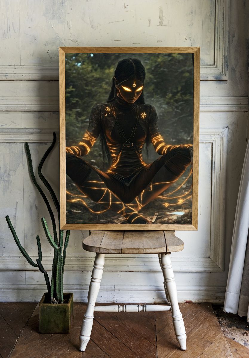 Mystic Forest Sorceress Digital Art Poster. — room view 1