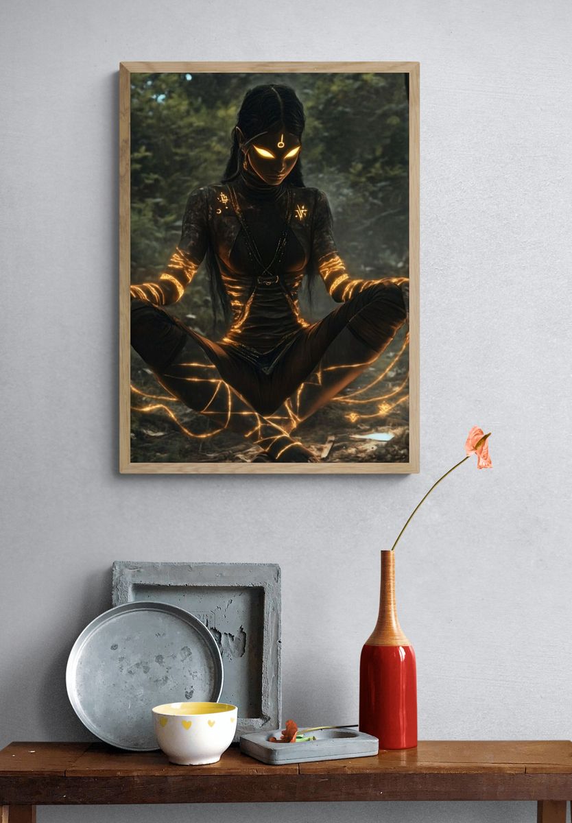Mystic Forest Sorceress Digital Art Poster. — room view 3