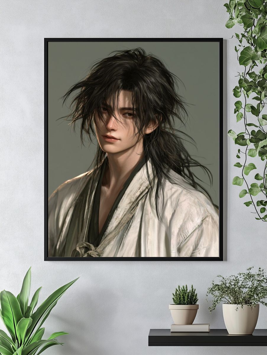 Samurai Portrait Digital Art Poster. — room view 4
