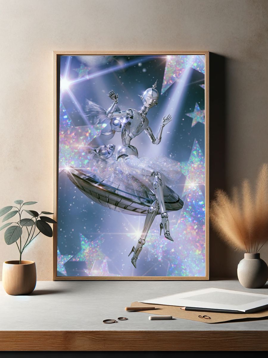Celestial Robot Mermaid Print. — room view 2