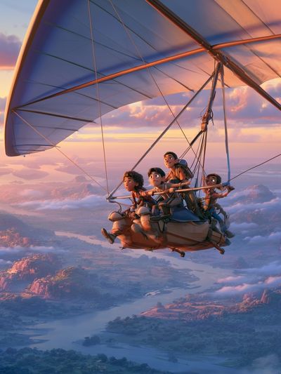 Animated Hang Glider Adventure Print. poster