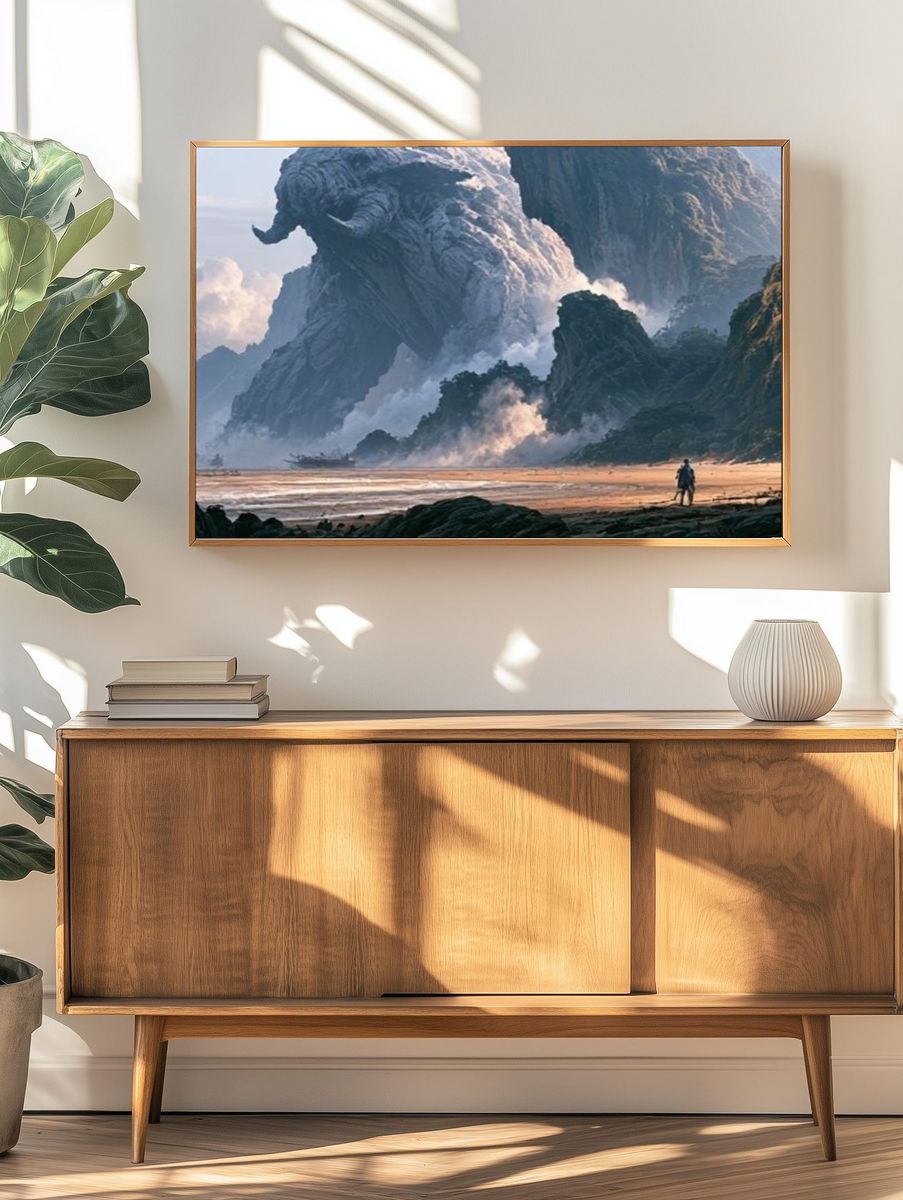 Giant Stone Elephant Fantasy Print. — room view 3