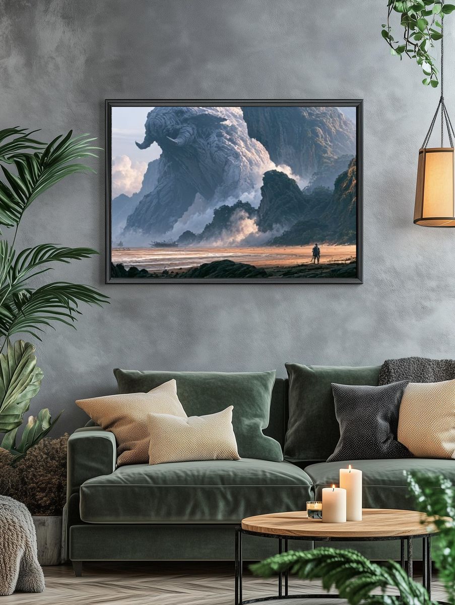 Giant Stone Elephant Fantasy Print. — room view 4