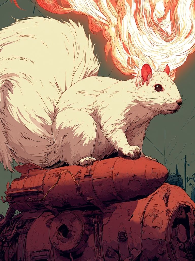 Flaming White Squirrel Digital Art Poster. poster — illustration art