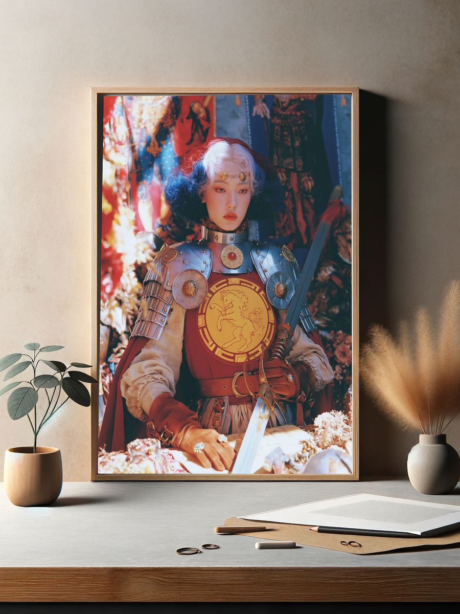 Fantasy Warrior Portrait Print. — room view 2