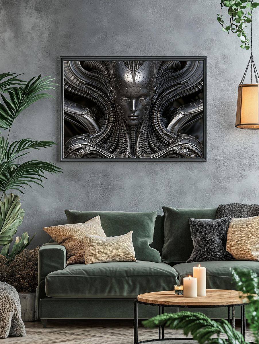 Alien Cybernetic Portrait Print. — room view 4