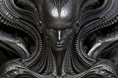 Alien Cybernetic Portrait Print. poster