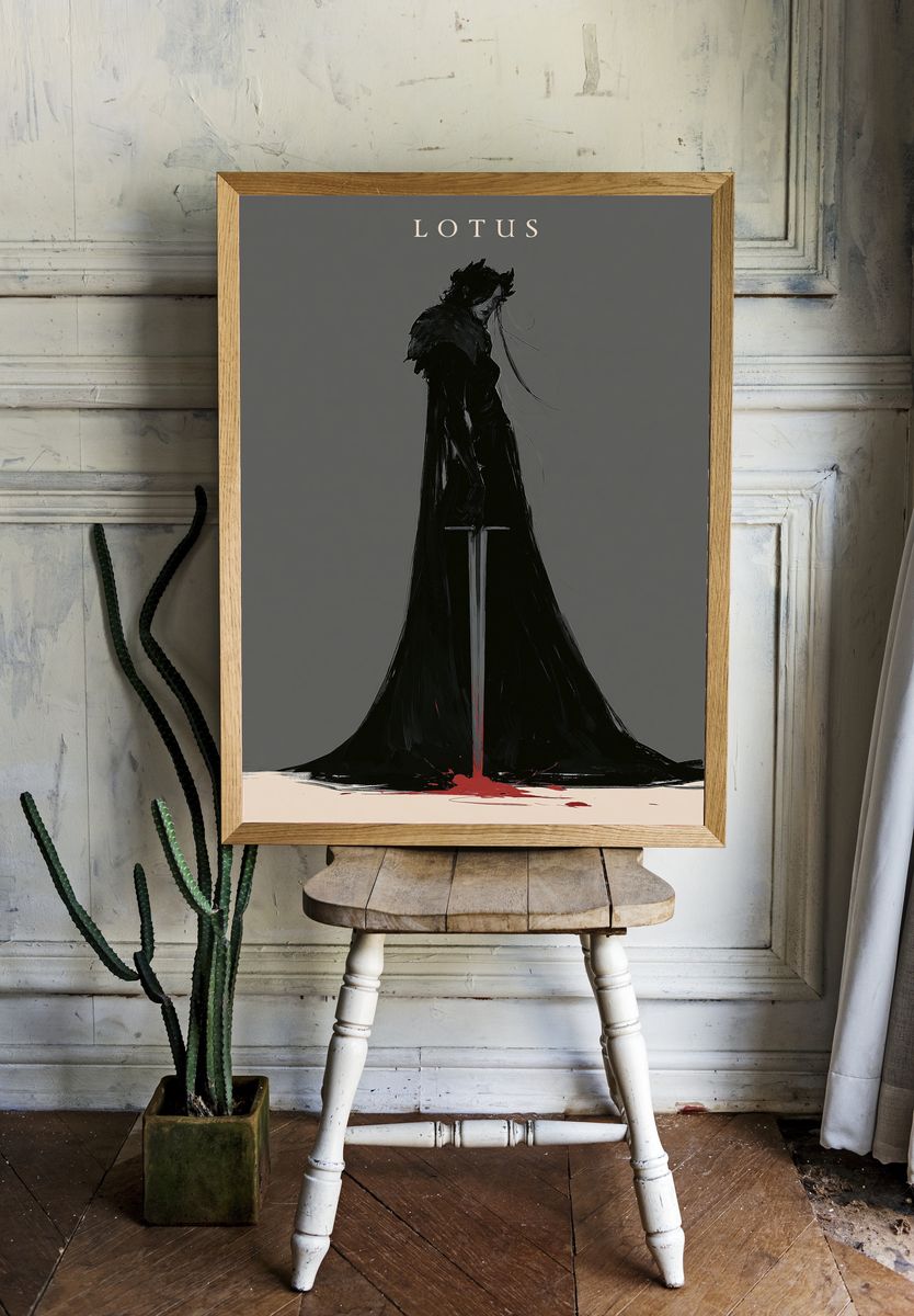 Lotus Dark Fantasy Illustration Poster. — room view 1