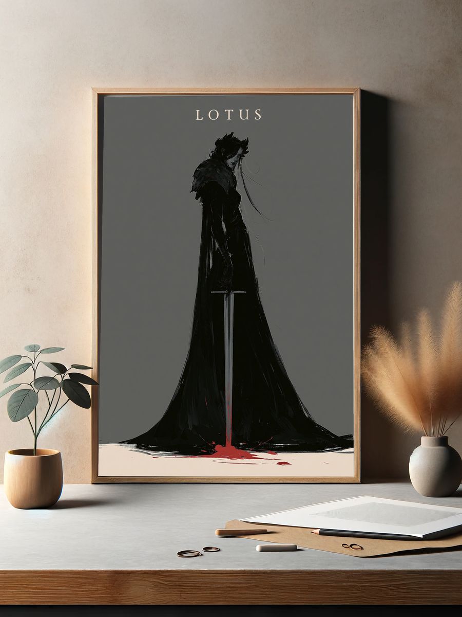 Lotus Dark Fantasy Illustration Poster. — room view 2