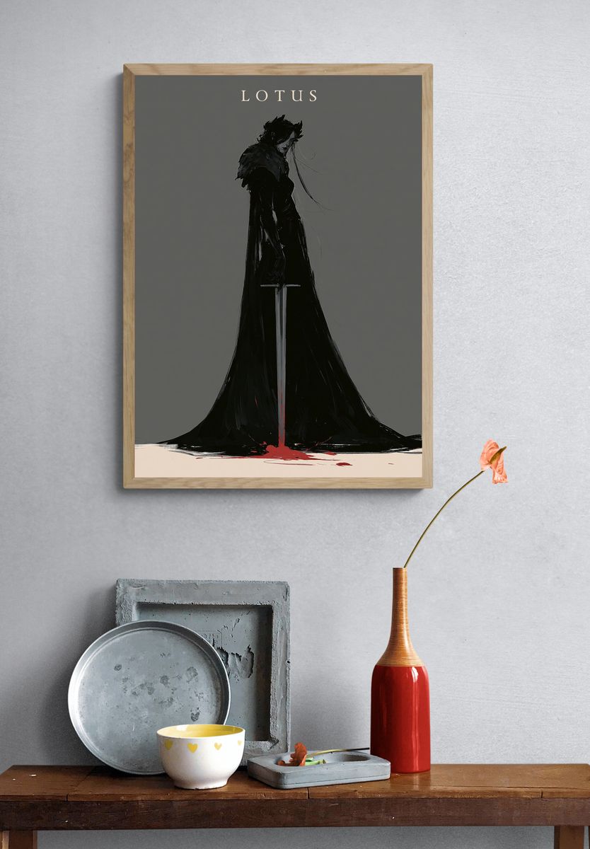 Lotus Dark Fantasy Illustration Poster. — room view 3