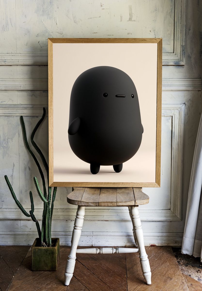 Minimal Black Character Poster. — room view 1