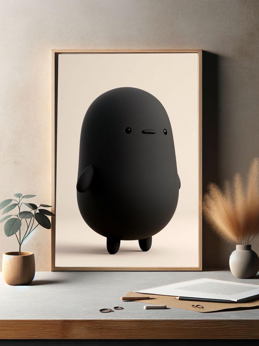 Minimal Black Character Poster. — room view 2