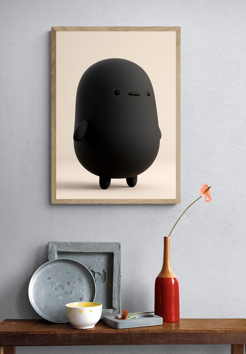 Minimal Black Character Poster. — room view 3