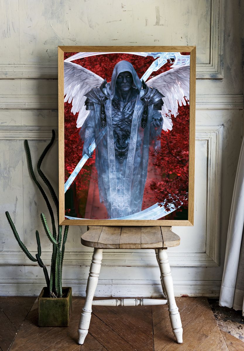 Winged Grim Reaper Fantasy Poster. — room view 1