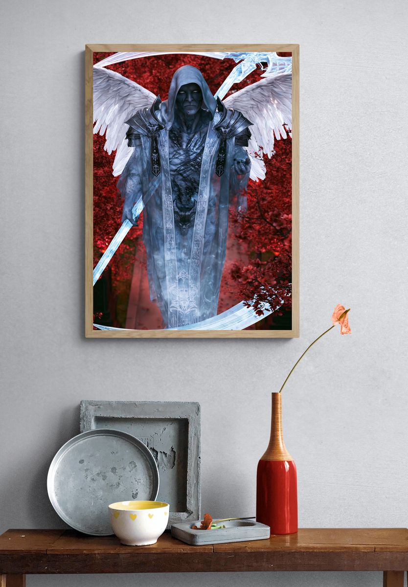 Winged Grim Reaper Fantasy Poster. — room view 3