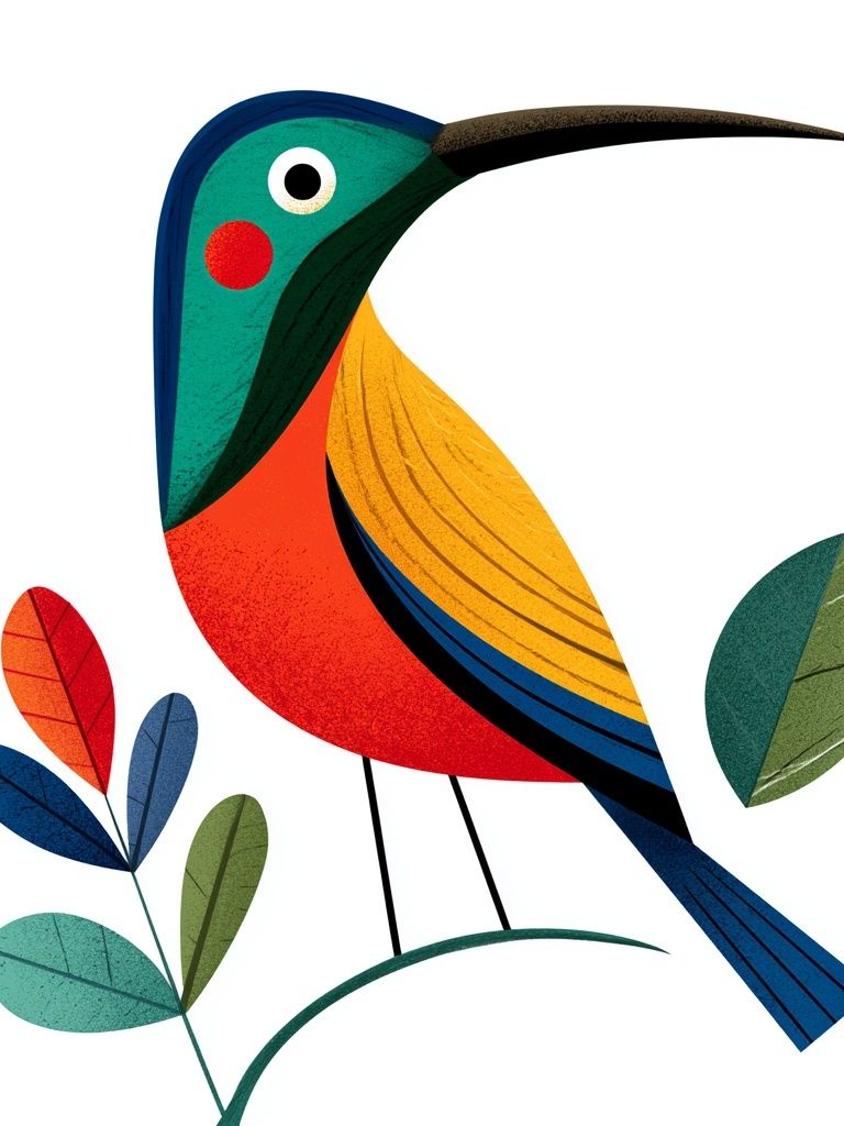 Colorful Bird Illustration Poster. poster detail