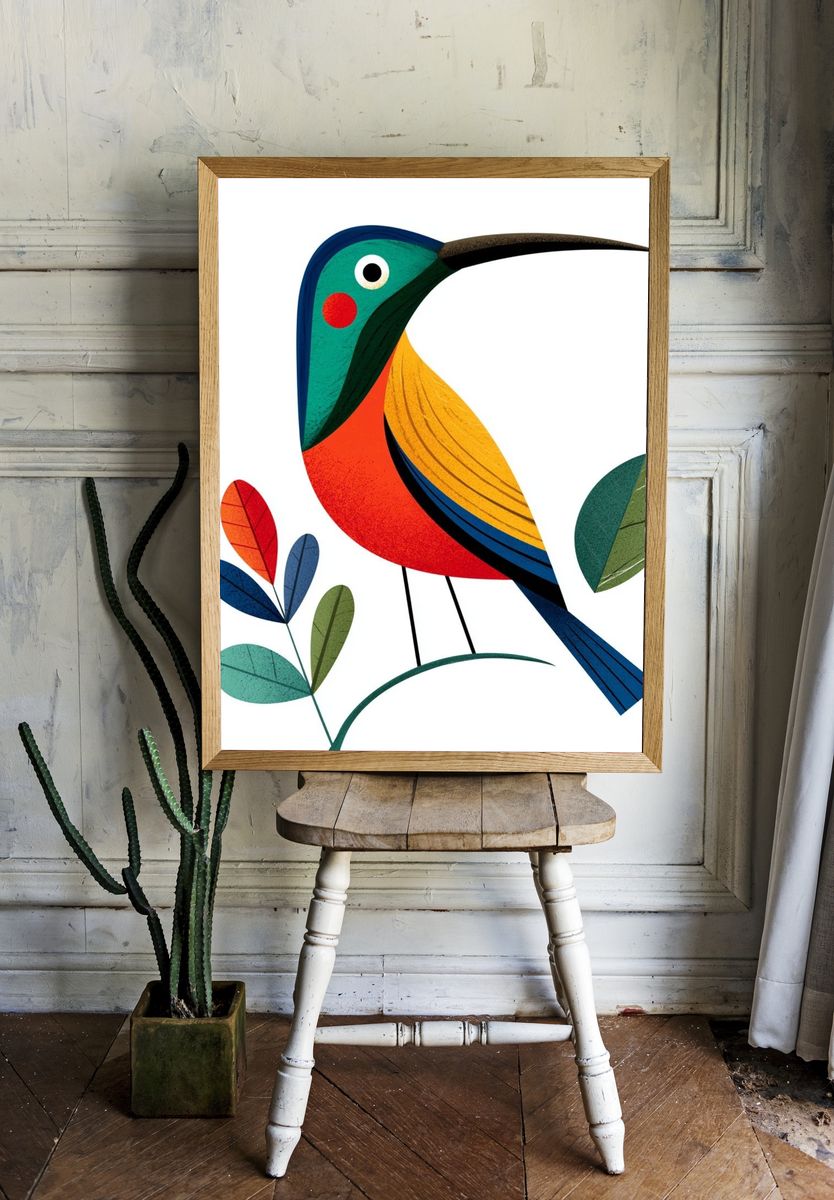 Colorful Bird Illustration Poster. room preview