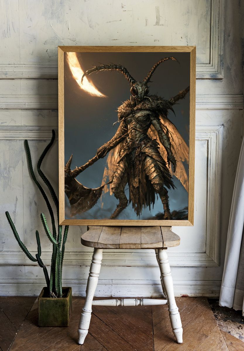 Moth Warrior Fantasy Print. — room view 1